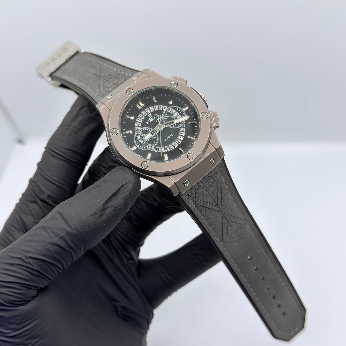 Hublot Black Skeleton With Grey Strap