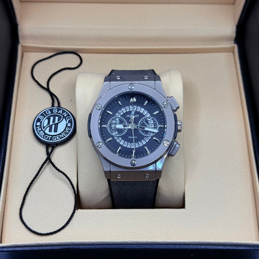 Hublot Black Skeleton With Grey Strap